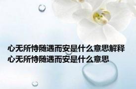 心无所恃随遇而安是什么意思解释 心无所恃随遇而安是什么意思