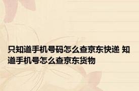 只知道手机号码怎么查京东快递 知道手机号怎么查京东货物