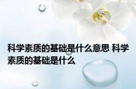 科学素质的基础是什么意思 科学素质的基础是什么 