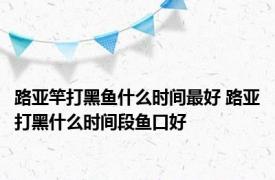 路亚竿打黑鱼什么时间最好 路亚打黑什么时间段鱼口好