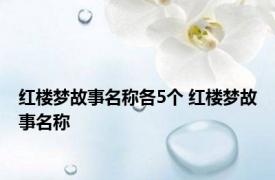 红楼梦故事名称各5个 红楼梦故事名称 