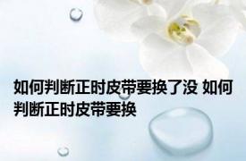 如何判断正时皮带要换了没 如何判断正时皮带要换