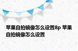 苹果自拍镜像怎么设置8p 苹果自拍镜像怎么设置