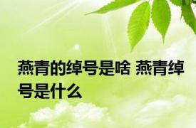 燕青的绰号是啥 燕青绰号是什么