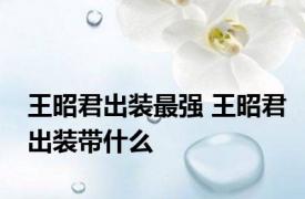 王昭君出装最强 王昭君出装带什么