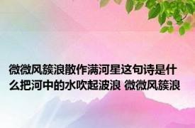 微微风簇浪散作满河星这句诗是什么把河中的水吹起波浪 微微风簇浪 