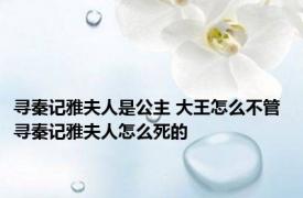 寻秦记雅夫人是公主 大王怎么不管 寻秦记雅夫人怎么死的