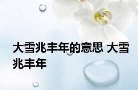 大雪兆丰年的意思 大雪兆丰年 