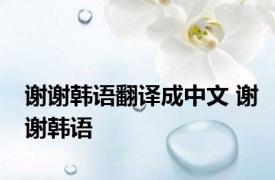 谢谢韩语翻译成中文 谢谢韩语 