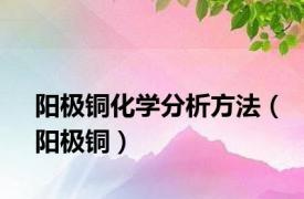 阳极铜化学分析方法（阳极铜）