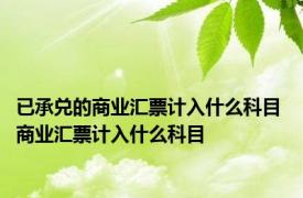 已承兑的商业汇票计入什么科目 商业汇票计入什么科目