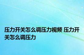 压力开关怎么调压力视频 压力开关怎么调压力 