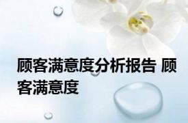 顾客满意度分析报告 顾客满意度 