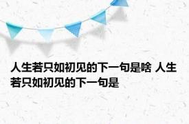 人生若只如初见的下一句是啥 人生若只如初见的下一句是 