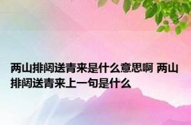 两山排闼送青来是什么意思啊 两山排闼送青来上一句是什么