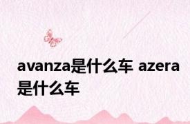 avanza是什么车 azera是什么车 