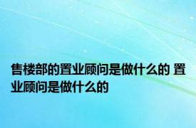 售楼部的置业顾问是做什么的 置业顾问是做什么的