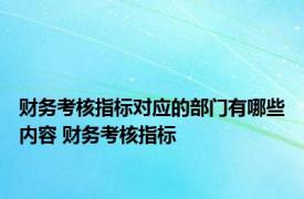 财务考核指标对应的部门有哪些内容 财务考核指标 