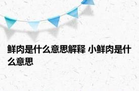 鲜肉是什么意思解释 小鲜肉是什么意思