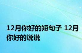 12月你好的短句子 12月你好的说说