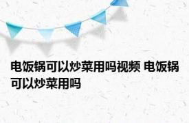 电饭锅可以炒菜用吗视频 电饭锅可以炒菜用吗