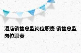 酒店销售总监岗位职责 销售总监岗位职责 