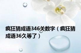 疯狂猜成语346关数字（疯狂猜成语36久等了）