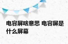 电容屏啥意思 电容屏是什么屏幕