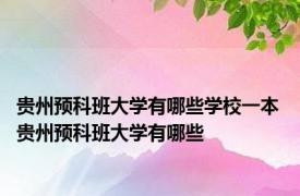 贵州预科班大学有哪些学校一本 贵州预科班大学有哪些