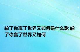 输了你赢了世界又如何是什么歌 输了你赢了世界又如何 