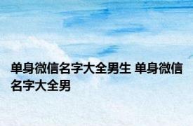 单身微信名字大全男生 单身微信名字大全男 