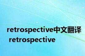 retrospective中文翻译 retrospective 