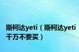 斯柯达yeti（斯柯达yeti千万不要买）