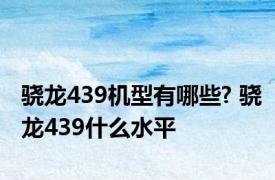 骁龙439机型有哪些? 骁龙439什么水平 