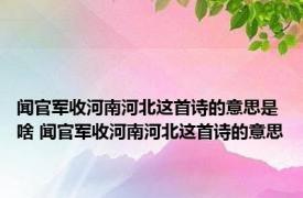 闻官军收河南河北这首诗的意思是啥 闻官军收河南河北这首诗的意思