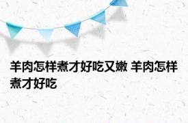 羊肉怎样煮才好吃又嫩 羊肉怎样煮才好吃