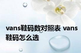 vans鞋码数对照表 vans鞋码怎么选