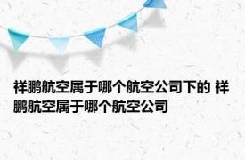 祥鹏航空属于哪个航空公司下的 祥鹏航空属于哪个航空公司