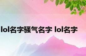 lol名字骚气名字 lol名字