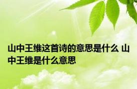 山中王维这首诗的意思是什么 山中王维是什么意思