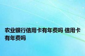 农业银行信用卡有年费吗 信用卡有年费吗