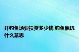 开钓鱼场要投资多少钱 钓鱼黑坑什么意思