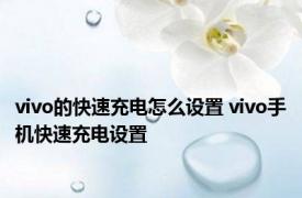 vivo的快速充电怎么设置 vivo手机快速充电设置 