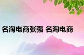 名淘电商张强 名淘电商 