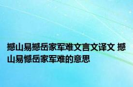 撼山易撼岳家军难文言文译文 撼山易憾岳家军难的意思