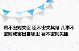 君不密则失臣 臣不密失其身 几事不密则成害出自哪里 君不密则失臣 