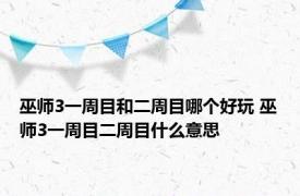 巫师3一周目和二周目哪个好玩 巫师3一周目二周目什么意思