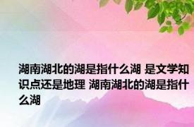 湖南湖北的湖是指什么湖 是文学知识点还是地理 湖南湖北的湖是指什么湖