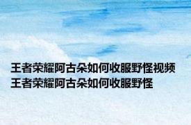 王者荣耀阿古朵如何收服野怪视频 王者荣耀阿古朵如何收服野怪