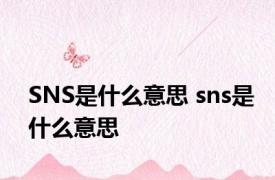 SNS是什么意思 sns是什么意思